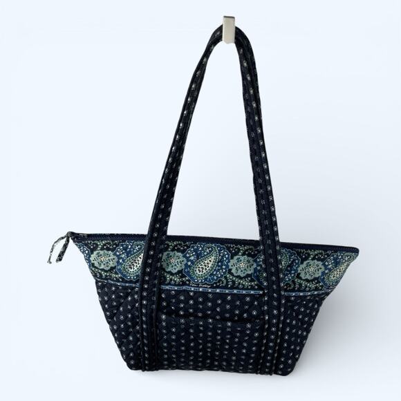 Vera Bradley Medium Paddy Tote Purse Seaport Navy Paisley Vintage - Picture 3 of 7